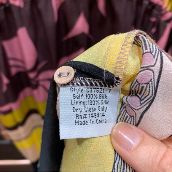 XL Johnny Was Echo Tahlia Silk Dress Yellow Multi - Picture 8 of 10